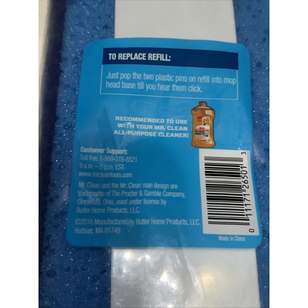 5-Mr Clean Blue Sponge Mop w/ Scrubber Refill Head Snap On SEALED New Old Stock - Picture 5 of 7